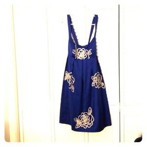 INC Royal blue dress with silver floral design
